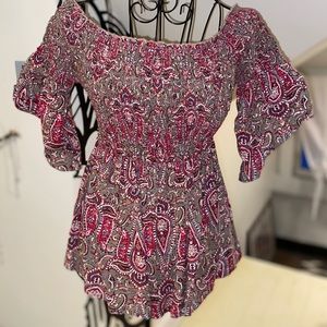 off the shoulder patterned top